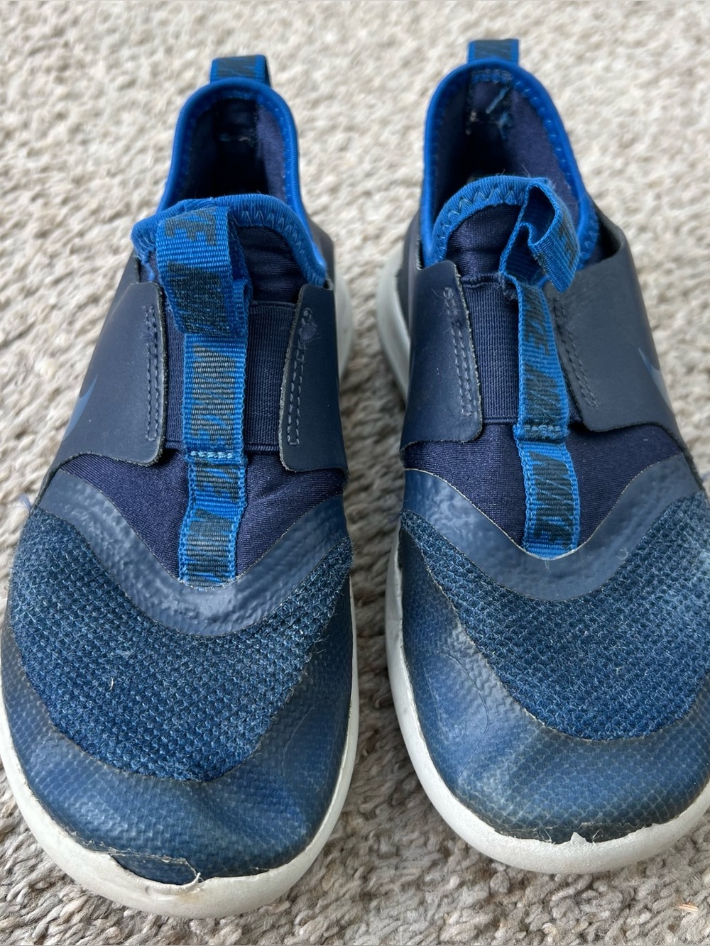 Nike Flex Runner Kids Slip-On Athletic Shoes - Navy Blue Size 1